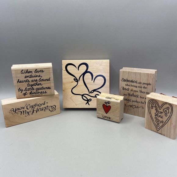 Rubber Stamp Lot of 6 ~ Heart/Love/Romance Theme Vintage Stampin' Up Scrapbook - Picture 1 of 10